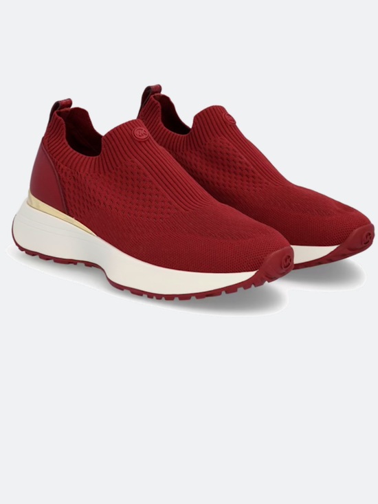 Michael Kors Shoes - New Michael Kors Slip on Knit Sneakers size 7.5 burgundy red/gold